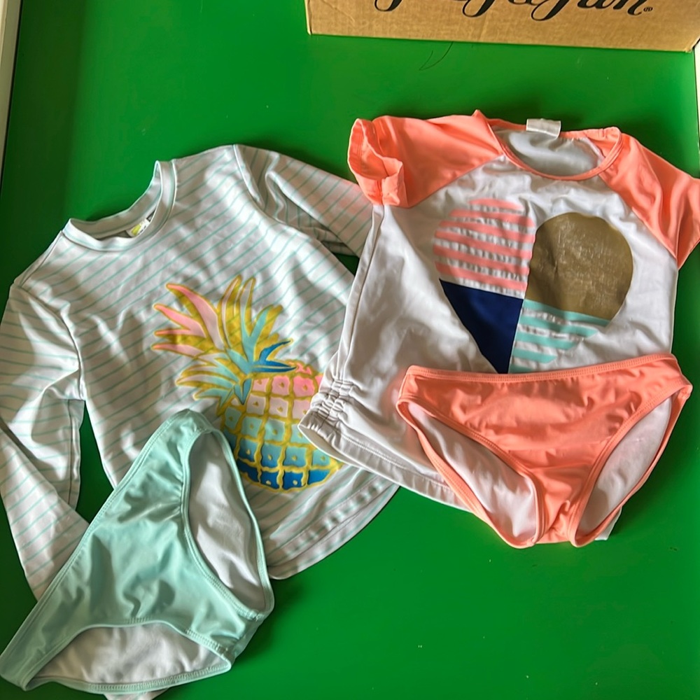 Crazy 8 Girls Sz 10-12 Bundle of 2 Rashguards/Bikini Bottoms GUC